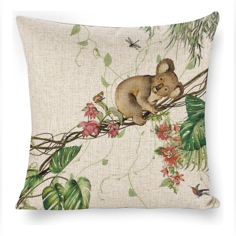 Cute Koala Print on Vine Decorative Throw Pillow Cover 18×18 Inch Pillow Case
